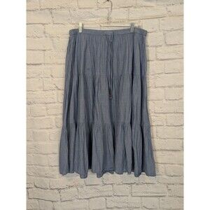 White Stag Chambray Tiered Maxi Skirt Gypsy Whimsy Western Cottage Size M(8-10)